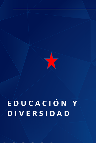 Una estrella roja en un fondo azul de diferentes tonos